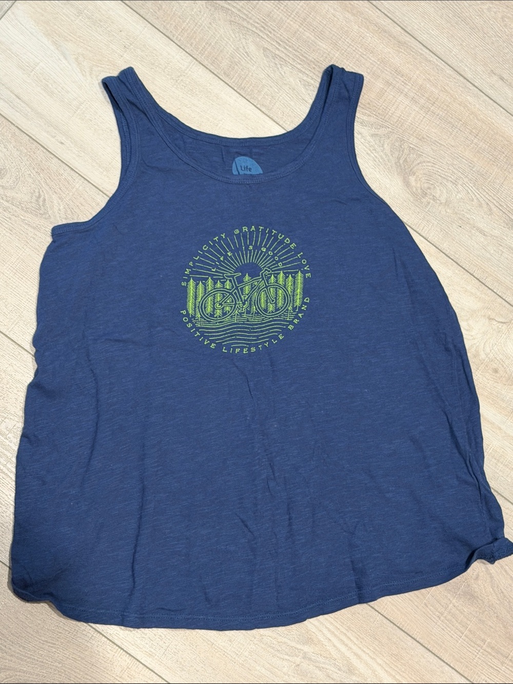 Life is Good “Simplicity, Gratitude and Love” Navy Tank- Women XS